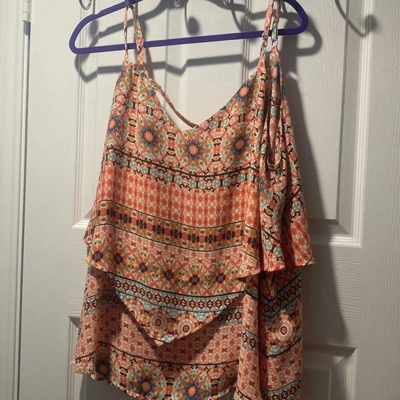 Torrid Mosaic Print Layered Criss Cross Back Cami Boho Print Layered size 2X - Picture 9 of 10